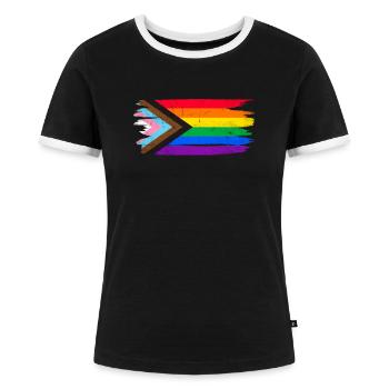 LGBT Flagge Gay Pride LGBTQ - Frauen Kontrast-T-Shirt - Schwarz/Weiß - Vorne - Selfina (174cm)