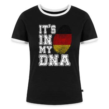 It's In My DNA Germany German Gift - Frauen Kontrast-T-Shirt - Schwarz/Weiß - Vorne - Selfina (174cm)