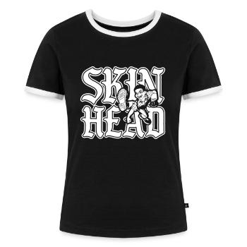 Skinhead (blanc) - T-shirt contrasté Femme - noir/blanc - Devant - Selfina (174cm)