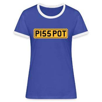 Piss Pot - Frauen Kontrast-T-Shirt - Blau/Weiß - Vorne