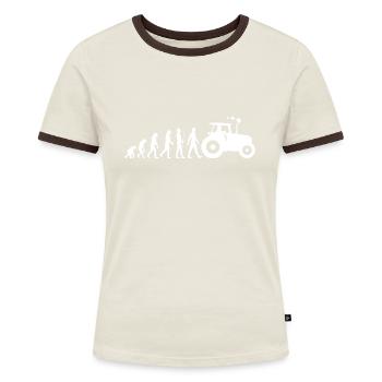 Tracteur - Evolution - Trekker - Agriculteur - T-shirt contrasté Femme - bleu/blanc - Devant