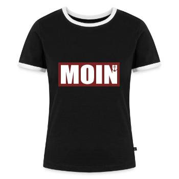 MOIN - Norddeutsch - Frauen Kontrast-T-Shirt - Schwarz/Weiß - Vorne - Selfina (174cm)