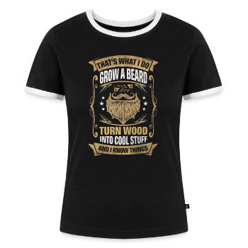 Wood Into Cool Things Carpenter - Women's Ringer T-Shirt - black/white - Front - Selfina (174cm)