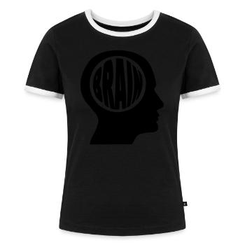 Brain in einem Kopf - Frauen Kontrast-T-Shirt - Schwarz/Weiß - Vorne - Selfina (174cm)