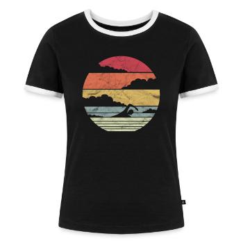 Schwimmer Vintage Retro Geschenk - Frauen Kontrast-T-Shirt - Schwarz/Weiß - Vorne - Selfina (174cm)