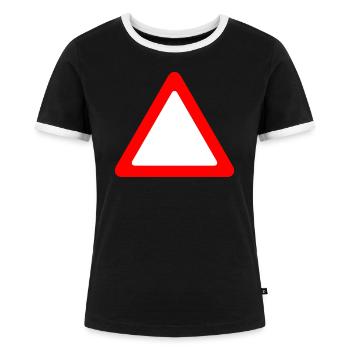 Avertissement de panneau routier - T-shirt contrasté Femme - noir/blanc - Devant - Selfina (174cm)