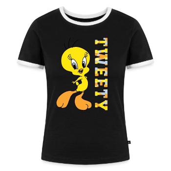 Looney Tunes Tweety Camouflage - Frauen Kontrast-T-Shirt - Schwarz/Weiß - Vorne - Selfina (174cm)