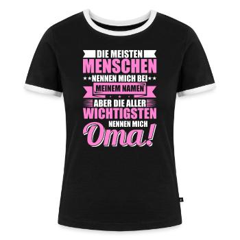 Lustige Oma Sprüche Geschenkideen - Frauen Kontrast-T-Shirt - Schwarz/Weiß - Vorne - Selfina (174cm)