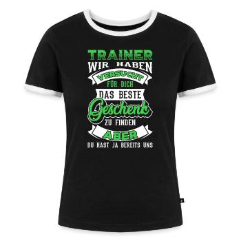 Fußballtrainer Trainer - Frauen Kontrast-T-Shirt - Schwarz/Weiß - Vorne - Selfina (174cm)