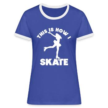 Eislaufen - Frauen Kontrast-T-Shirt - Blau/Weiß - Vorne