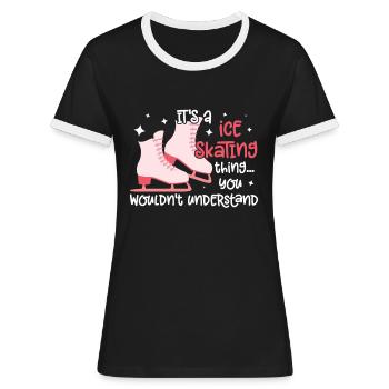 Eislaufen - Frauen Kontrast-T-Shirt - Schwarz/Weiß - Vorne - Selfina (174cm)