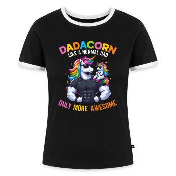 Dadacorn Einhorn Papa Papa Vatertag Tochter - Frauen Kontrast-T-Shirt - Schwarz/Weiß - Vorne - Selfina (174cm)