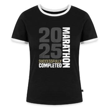 Marathon 2025 - Frauen Kontrast-T-Shirt - Schwarz/Weiß - Vorne - Selfina (174cm)