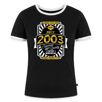 2003 MAY - Women's Ringer T-Shirt - black/white - Front - Selfina (174cm)