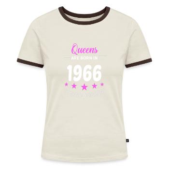 QUEENS ARE BORN IN 1966 - Women's Ringer T-Shirt - blue/white - Front