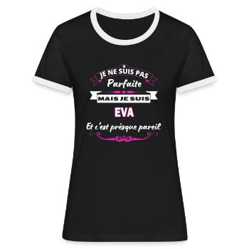 je ne suis pas Parfaite Eva - T-shirt contrasté Femme - noir/blanc - Devant - Selfina (174cm)