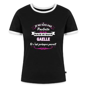 je ne suis pas Parfaite Gaelle - T-shirt contrasté Femme - noir/blanc - Devant - Selfina (174cm)