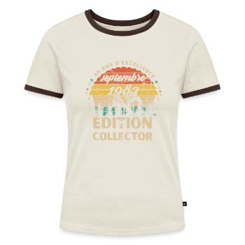 Anniversaire ans Septembre 1983 édition collector - T-shirt contrasté Femme - bleu/blanc - Devant