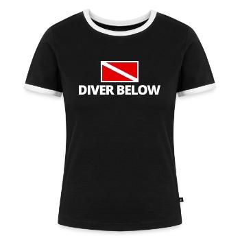 Plongeur sous le drapeau de plongée blanc - T-shirt contrasté Femme - noir/blanc - Devant - Selfina (174cm)