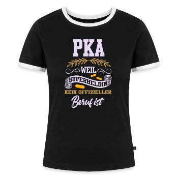 Apothekerin PKA Apotheke Medizin Beruf Medikament - Frauen Kontrast-T-Shirt - Schwarz/Weiß - Vorne - Selfina (174cm)