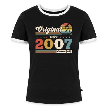 18. Geburtstag Geschenk Mann Original Mai 2007 - Frauen Kontrast-T-Shirt - Schwarz/Weiß - Vorne - Selfina (174cm)