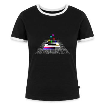 Image de test Télévision Allemagne Nerd Cadeau - T-shirt contrasté Femme - noir/blanc - Devant - Selfina (174cm)