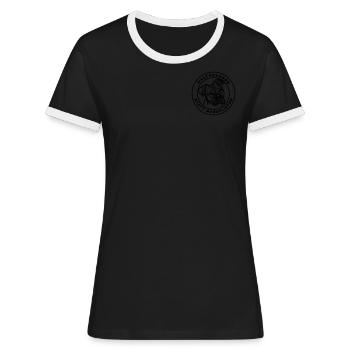 Halterkunde statt Rasselisten schwarz - Frauen Kontrast-T-Shirt - Schwarz/Weiß - Vorne - Selfina (174cm)