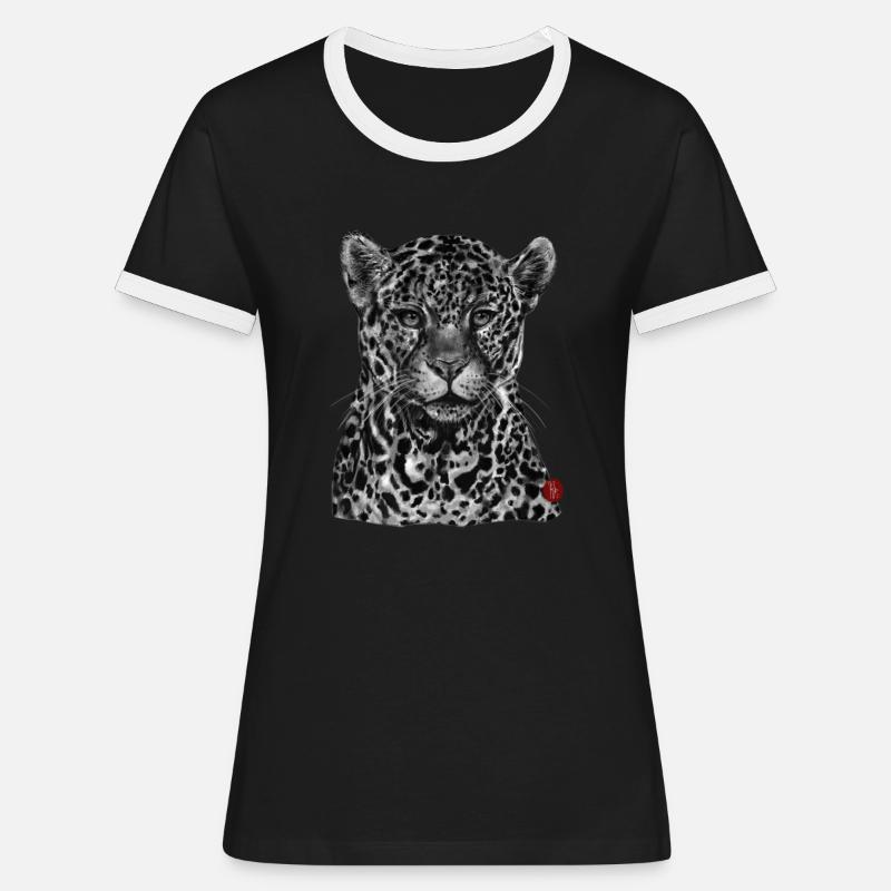 Leopard - Women's Ringer T-Shirt - black/white