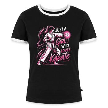 Karate Karatekämpfer Kampfkunst - Frauen Kontrast-T-Shirt - Schwarz/Weiß - Vorne - Selfina (174cm)