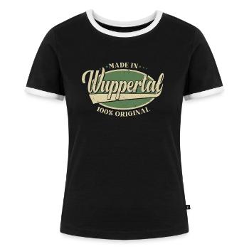 Wuppertal Wuppertaler Original - Frauen Kontrast-T-Shirt - Schwarz/Weiß - Vorne - Selfina (174cm)