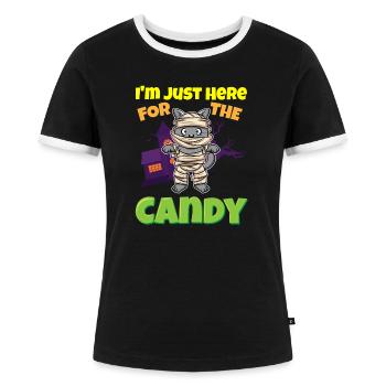 I'm Just Here For The Candy Scary Halloween Beast - Frauen Kontrast-T-Shirt - Schwarz/Weiß - Vorne - Selfina (174cm)