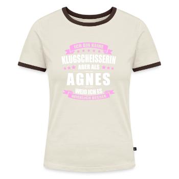 Name Agnes Vorname Klugscheisserin Namenstag - Frauen Kontrast-T-Shirt - Blau/Weiß - Vorne