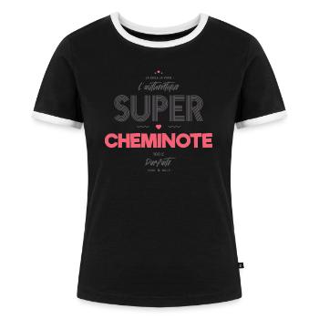 L authentique super cheminote - T-shirt contrasté Femme - noir/blanc - Devant - Selfina (174cm)