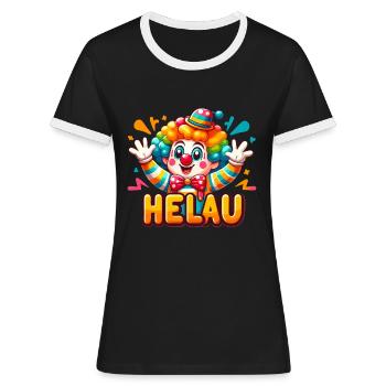 Karneval Clown Helau Konfetti Kostüm Rosenmontag - Frauen Kontrast-T-Shirt - Schwarz/Weiß - Vorne - Selfina (174cm)