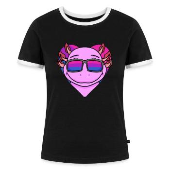 Cadeau Axolotl bisexuel - T-shirt contrasté Femme - noir/blanc - Devant - Selfina (174cm)