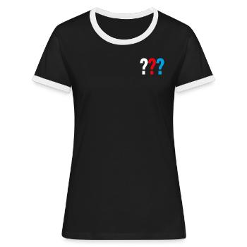 Die Drei ??? kleines Logo - Frauen Kontrast-T-Shirt - Schwarz/Weiß - Vorne - Selfina (174cm)