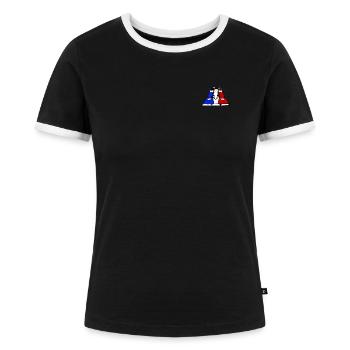 Blue White Red Horses - Women's Ringer T-Shirt - black/white - Front - Selfina (174cm)