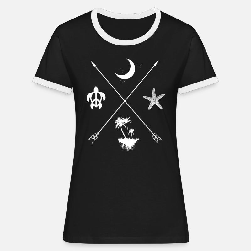 céleste - T-shirt contrasté Femme - noir/blanc