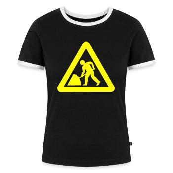 Panneau de chantier - T-shirt contrasté Femme - noir/blanc - Devant - Selfina (174cm)