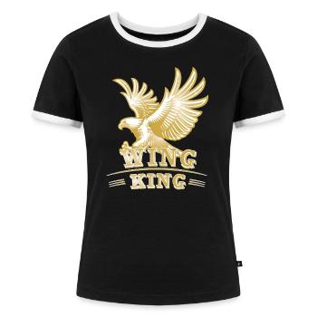 Wing King Motorrad Goldwing Design - Frauen Kontrast-T-Shirt - Schwarz/Weiß - Vorne - Selfina (174cm)