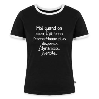 Tontons Flingueurs J'dynamite J'disperse - T-shirt contrasté Femme - noir/blanc - Devant - Selfina (174cm)