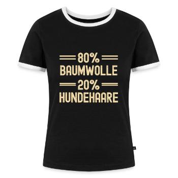 Lustiger Hunde Spruch Hundehaare - Frauen Kontrast-T-Shirt - Schwarz/Weiß - Vorne - Selfina (174cm)