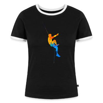 Bouldern Boulder Klettern Kletterer Kletterwand - Frauen Kontrast-T-Shirt - Schwarz/Weiß - Vorne - Selfina (174cm)