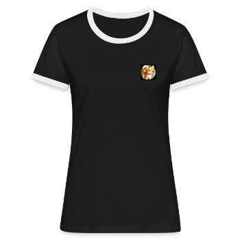 Shiba Inu - Frauen Kontrast-T-Shirt - Schwarz/Weiß - Vorne - Selfina (174cm)