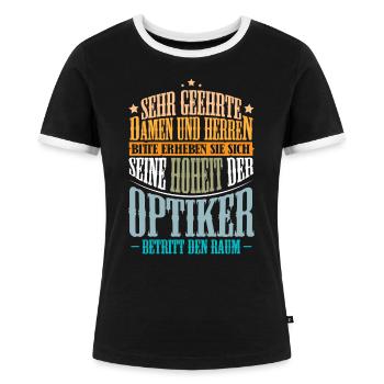 Optiker Augenoptiker - Frauen Kontrast-T-Shirt - Schwarz/Weiß - Vorne - Selfina (174cm)