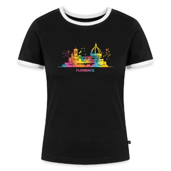 Florentiner Skyline Stadtbild Florenz - Frauen Kontrast-T-Shirt - Schwarz/Weiß - Vorne - Selfina (174cm)