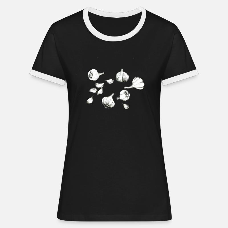 garlic - Women's Ringer T-Shirt - black/white