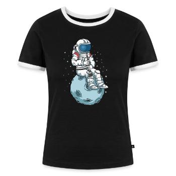 Astronaut Klarinette Musik Geschenk Klarinette - Frauen Kontrast-T-Shirt - Schwarz/Weiß - Vorne - Selfina (174cm)