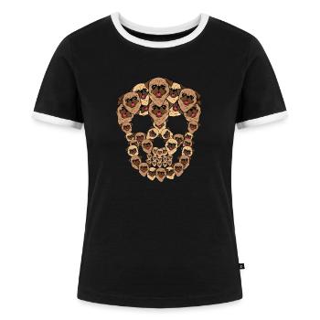 Pug Dog Owner Gift Women Dog Pug - Women's Ringer T-Shirt - black/white - Front - Selfina (174cm)