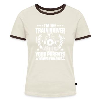 Triebfahrzeugführer Lokführer Train Driver - Frauen Kontrast-T-Shirt - Blau/Weiß - Vorne
